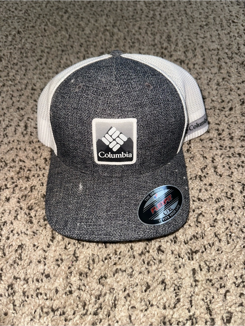 Columbia Heather Gray and White Mesh Trucker Cap